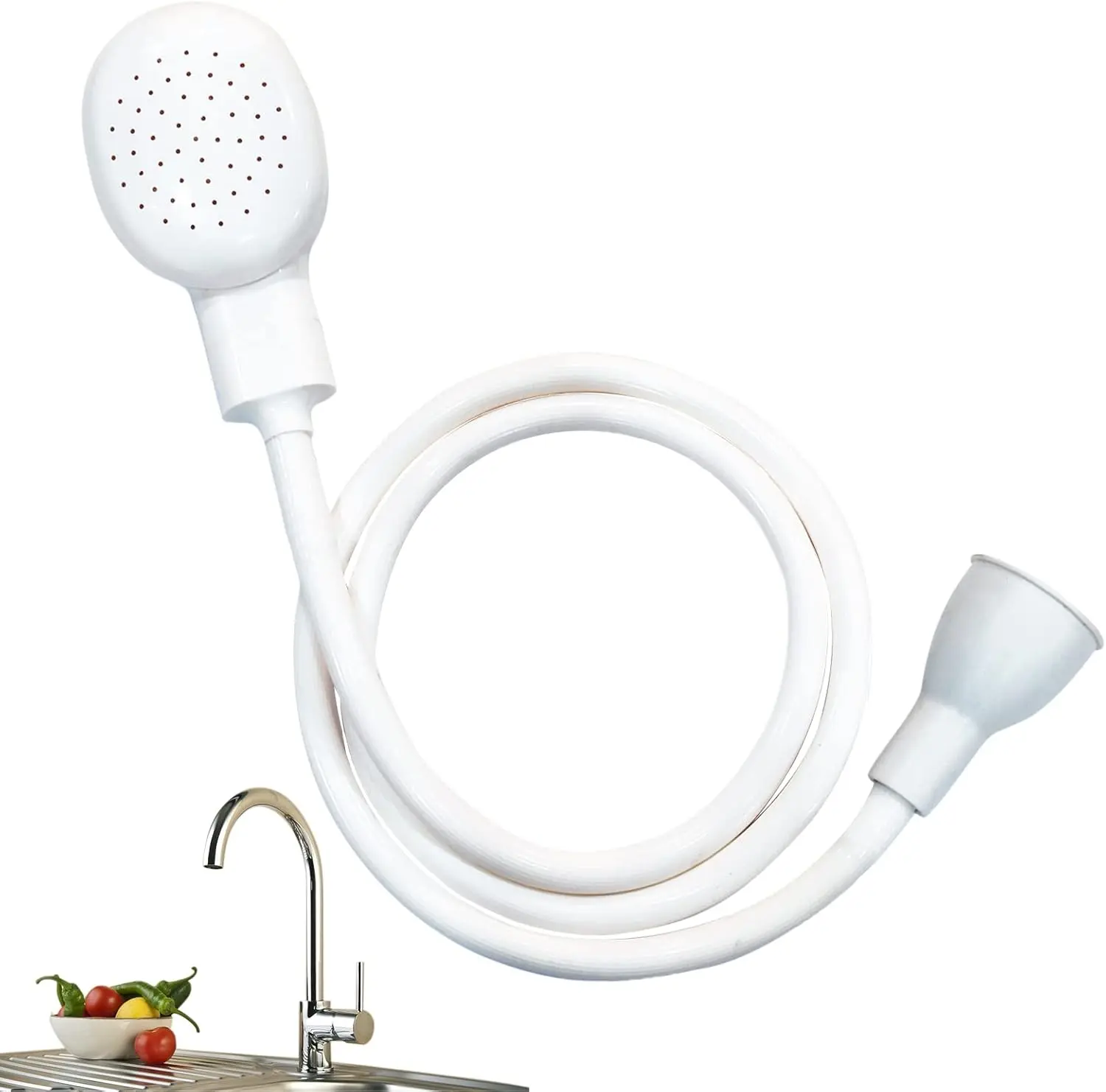 43-Inch Anti-Kink Bendable Multi-Function Sink Spray Rubber Hose, Easy-Install Faucet Sprayer Attachment for Round Faucets, Ideal for Pet Bathing and Hair Rinsing, Anti-Kink Shower Hoses, Bendable Shower Hoses