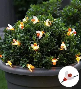 Perfect Holiday Solar Bee String Lights Outdoor Garden Decorative Lighting 8 Modes Warm Glow Security Outside