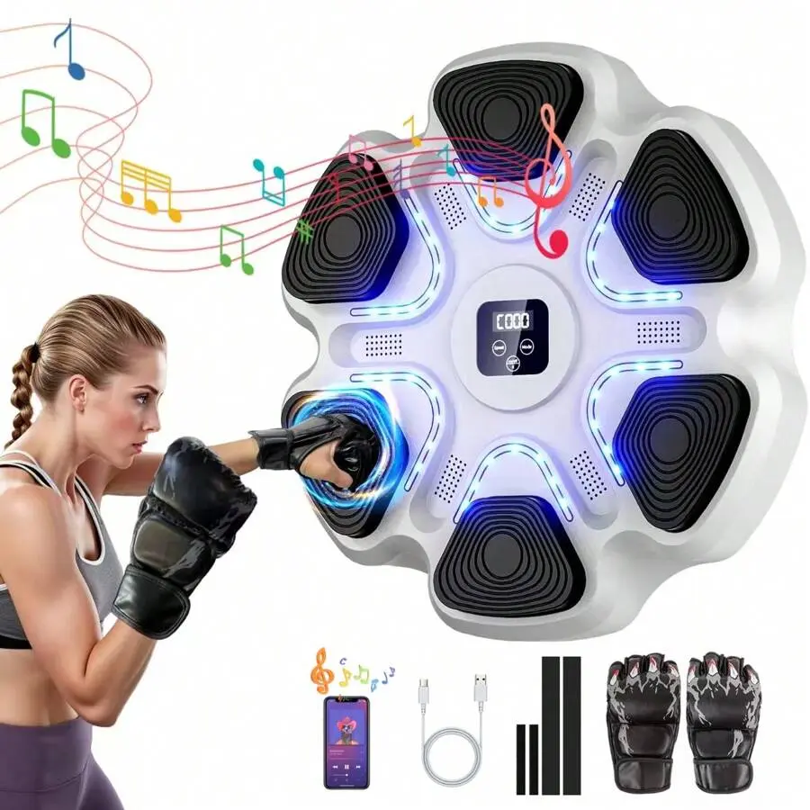 2026 Wall-Mounted Smart Boxing Reflex Machine - Pads Included, Boxing Gloves for Adult Home & Office Training, Boxing Set, Usb, Music Boxing Mode