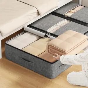 1pc Storage for Under The Bed, Suitable for Home Use And Moving, Large Capacity Storage, Thick Fabric with a Window for Visibility, Ideal for Bedding, Quilts, Clothing, And More, Shelf Baskets, Under-Bed Storage