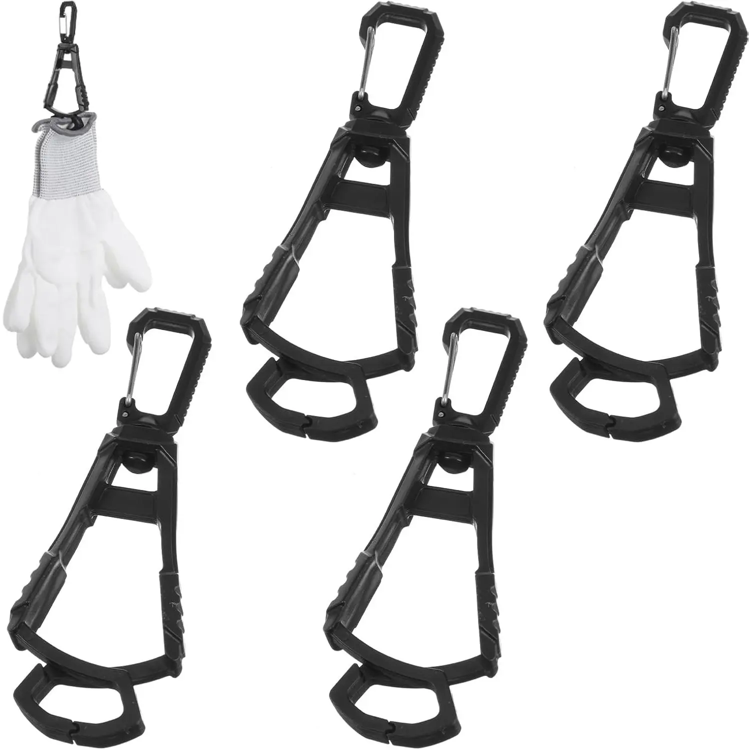 4 Pcs Work Glove Holders Bulk Pack - Black Helmet Safety Clips, Safetyequipment for Helmets, Keeps Gloves Within Reach, Outdoor Tasks Accessory for Seasoned Contractors & DIY Enthusiasts to Boost Efficiency