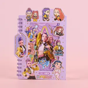 Anime Girl Three-In-One Q Version Cartoon Witch Pocket Notebook, Cute Pendant Keychain Coil Notebook, Idol Girl Accessories Diary Book
