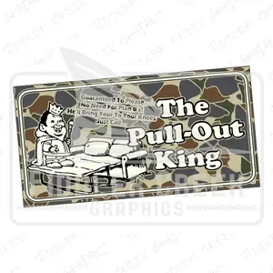 The Pull-Out King License Plate In Solid and Old School Camo Backgrounds OID