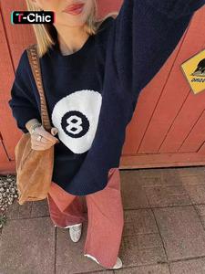 women's casual loose-fit knitted sweater, lady round neck long sleeve pullover, autumn winter fashion, vintage lazy style, unique design knitwear tops
