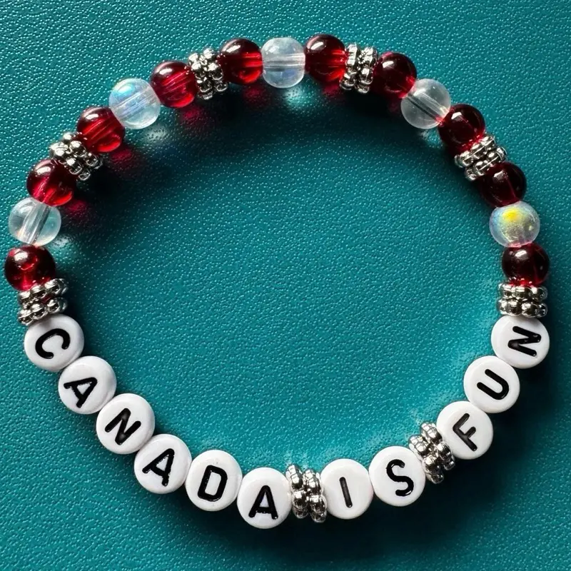 Canada is fun. Beaded friendship bracelet.
