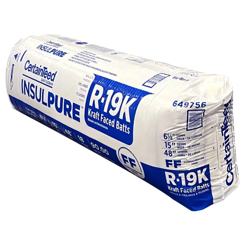 CertainTeed 5060796 15 x 93 x 5.5 in. R-19 Kraft Faced Fiberglass Insulation Batt - 87.19 sq. ft.
