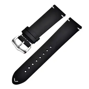 Premium Black Vintage Leather Watch Strap