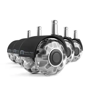 MASTERY MART Office Chair Caster Wheels for Hardwood Floors, Heavy Duty and Quiet Smooth Rollerblade Wheels for Office Chair, Universal Size (11x22mm)