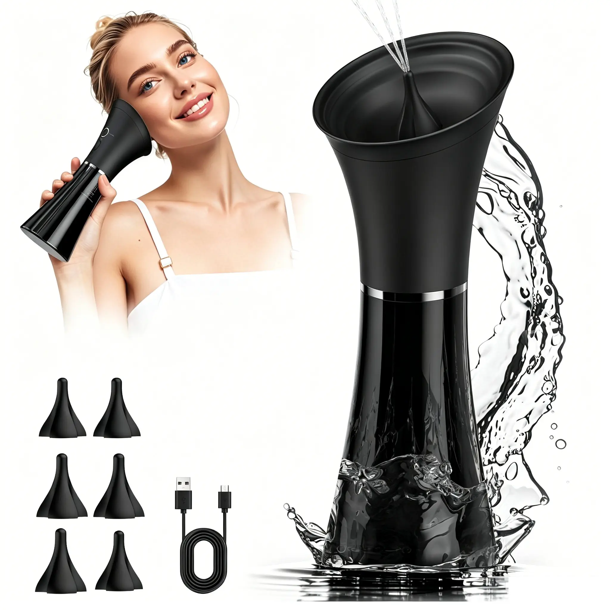 Viral Electric Ear Wax Removal Cleaner, Rechargeable Ear Irrigation Kit With Intelligent Water Temp Check, IPX7 Waterproof 4-Speed Flushing System For Gentle Ear Cleaning, headot Water-Powered earwax Remover kit tools, Ear Wax Removals