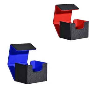 2 PCS Card Deck Box for Trading Cards, MTG Commander Deck Box Holds 120+ Single Sleeved Cards, Leather Magnetic Card Storage Box Fits for TCG CCG Magic Cards