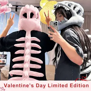 Valentine’s Day Gift Jurassic Park Dinosaur Skeleton Headpiece Fun Role Play Plush Toy Creative Prank Gift for Kids Family and Friends Plush Material Perfect for Role Playing and Pranks