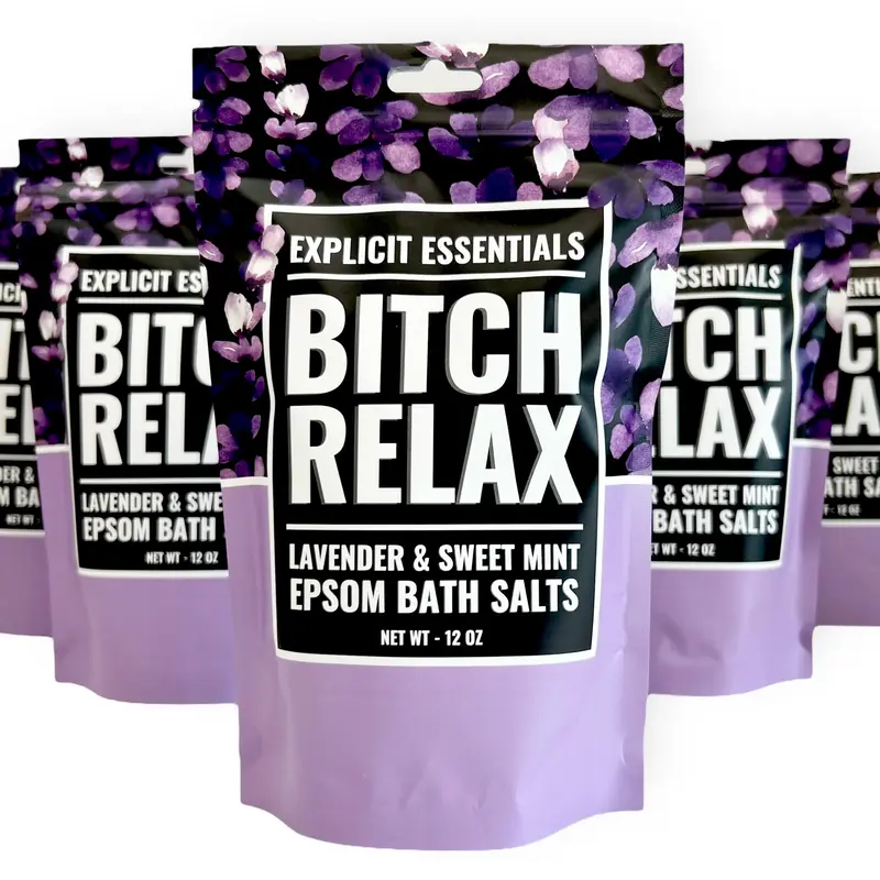 Bitch Relax Bag Bath Salts, Body Care Gift, Lavender Scent Gift For Women Scented Soothing Mint Skin Repair Soap