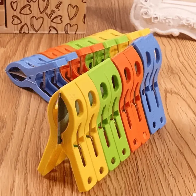 16pcs Large Plastic Clothes Clip, Hanger Clip, Windproof Beach Towel Clip, Clothes Nail, Strong Spring Clip, Clothes Pins