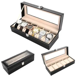 Watch Boxes Beige and Grey Leather Glass Case Display
