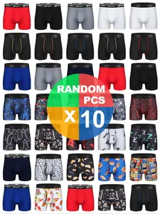 Random Men's, Casual Comfy Breathable Underwear for Daily Wear, Stretchy Boxer Briefs, Mens Underwear for All Seasons, Full Coverage Bottoms