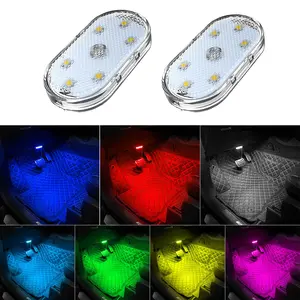 2 PCS Car LED Lights Interior, 7-Color Interior Car Lights with 6 Bright LED Lamp Beads, Touch Control   Led Dashboard, Ambient Night Lights for Car, Computers, Party, Holiday Decoration, Bedroom, Venlentines Day   Gifts for Him Her