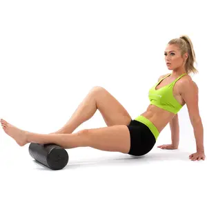 High Density Foam Rollers 12 - inches Long, Firm Full Body Athletic Massage Tool for Back Stretching, Yoga, Pilates, Post Workout Muscle Recuperation, Black