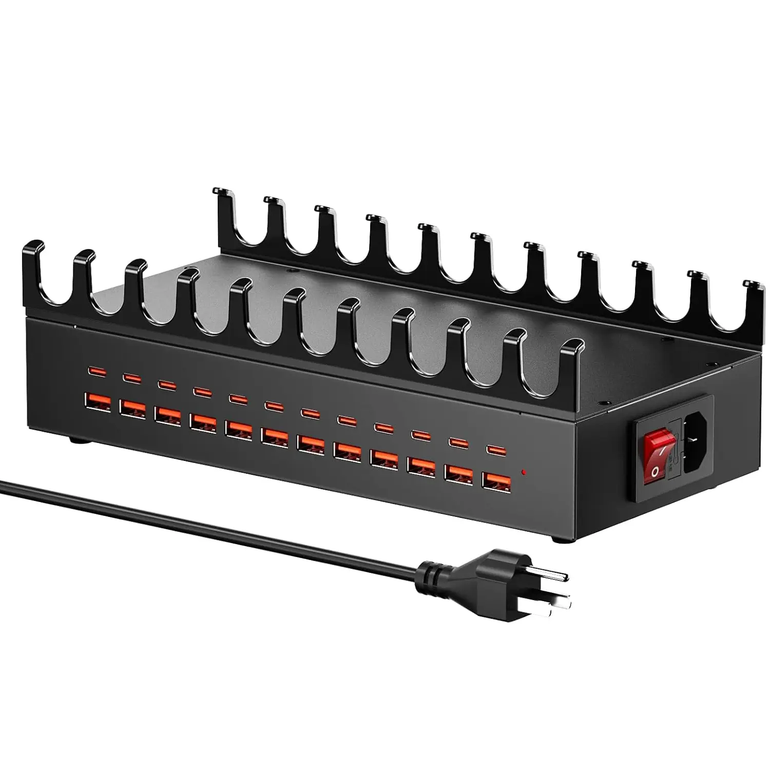 300W Charging Station with 24 Ports,USB Fast Charger for Multiple Devices,Multi Charger Station Organizer Compatible with Smart Power Delivery,Phone,Tablet,Charging Station for Home,Office,School