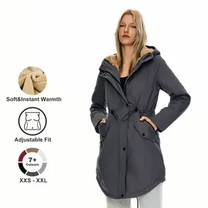 Orolay Fleece-Lined Parka Women's Winter Coat for Casual Outdoor, Stylish Windproof Hooded Jacket with Adjustable Waist Outerwear