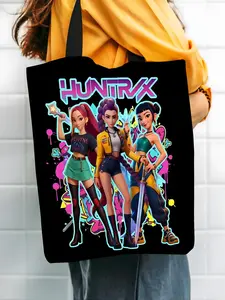 Luxury Design K-KPop Demon H-Hunters  Storage Bags Canvas Double-Sided Print Tote Bag Large Capacity Shoulder Students Festive Fashion Casual Trendy Bag Eco Outdoor Picnic Travel High Quality Shopping Handbag Machine Washable Foldable Reusable