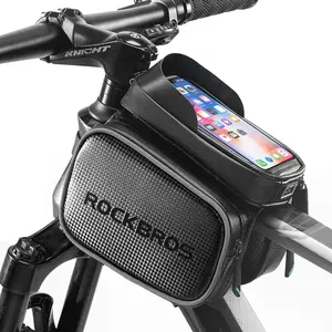 ROCKBROS Bike Bag Waterproof Top Tube Phone Bag Front Frame Mountain Bicycle Touch Screen Cell Phone Holder Pouch Ebike
