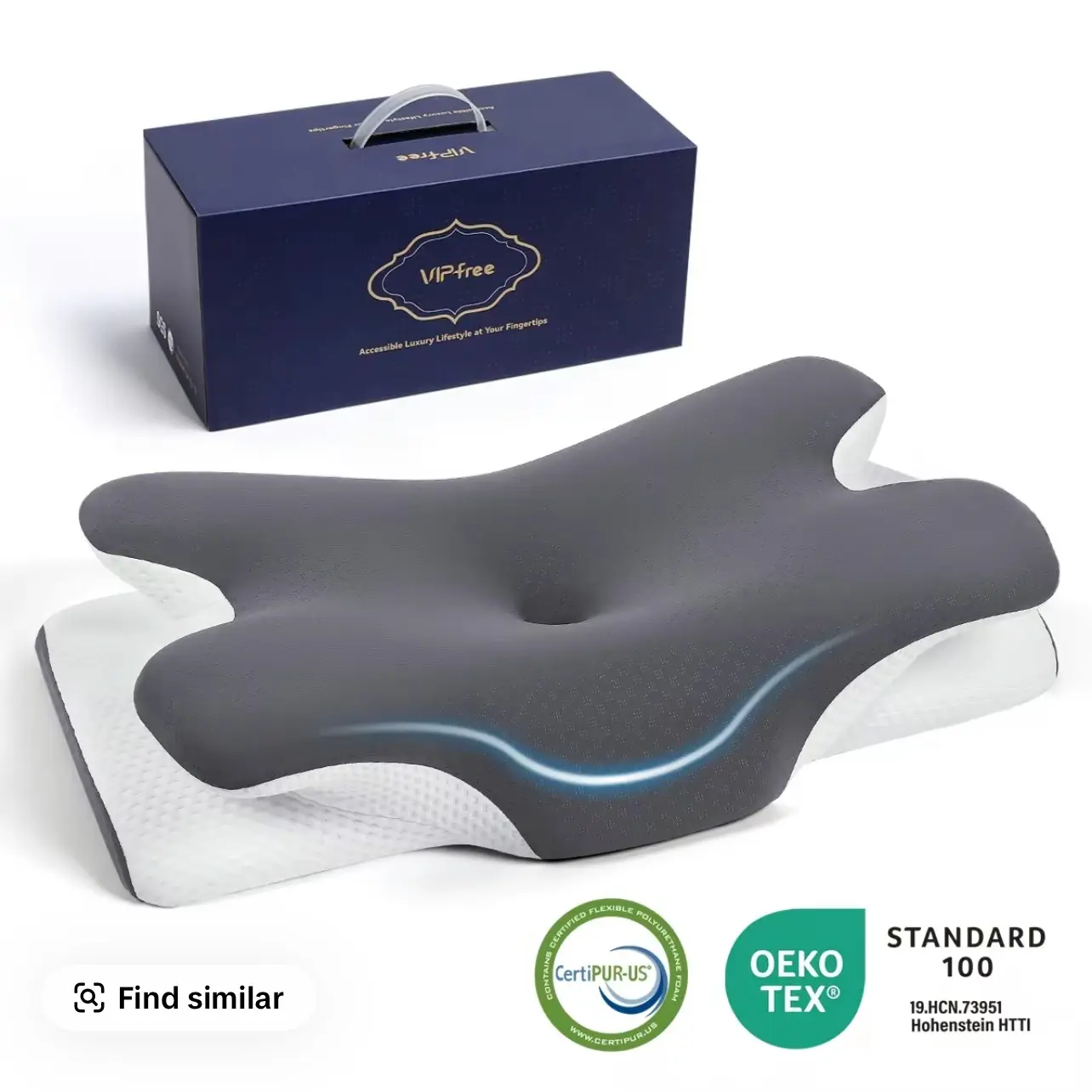 【CoolingPillow】VIPfree Pro 2.0 Ergonomic Memory Foam Cervical Pillow for Sleeping, CertiPUR-US Certified Slow Rebound Foam, Cooling Soft Neck Support for Back Pain Relief, Breathable Gray Pillowcase, Pillows For Sleeping, Bedding, Bed Accessories,summerw