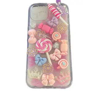Junk Phone Case with Sweet Candy and Bow Design Accessory