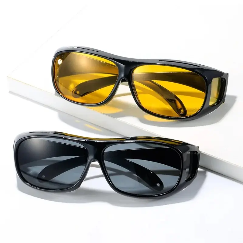 Unisex 2-Pairs Full-Rim Polarized Driving Shades, UV Blocking Night Vision Sunglasses for Night Driving, Uv Blocking Sunglasses, High Quality Sunglasses