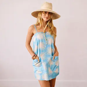 Blue Palm Geo Grotto Dress