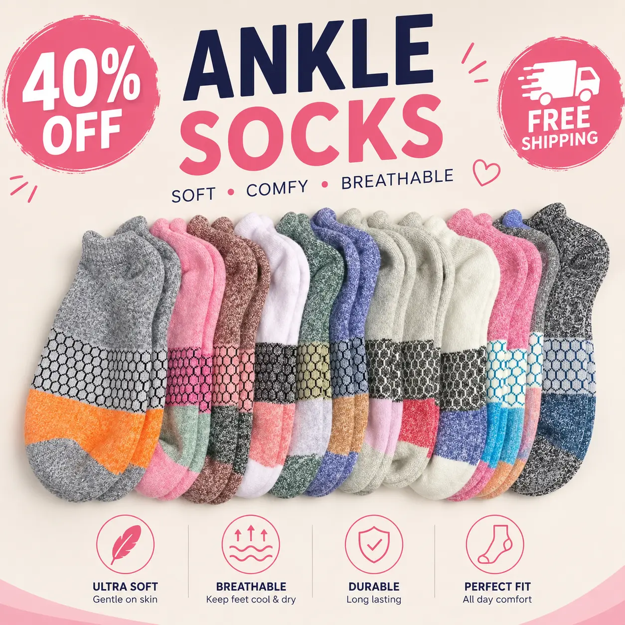 Pack 1/3/5 Bombas Tri-Block Honeycomb Ankle Support Solid Socks for Women, Men | Multi Colors Unisex Running Socks, Seamless Toe, Compression Socks | Size M L XL