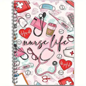 Nurse Themed Pattern, 1 Count Exquisite Print Pattern Notepad, Ideal for Nursing Students, Personal Planning and Life Record, Stationery Supplies