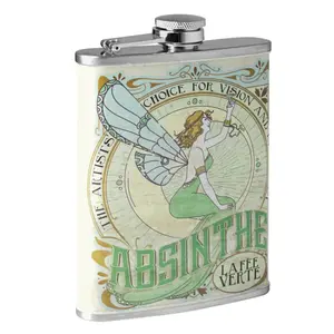 Absinthe Green Fairy Stainless Steel Hip Flask