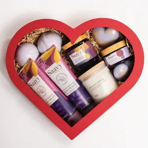 Saavy 9-Piece Lavender Chamomile Valentine’s Spa Gift Set – Luxury Bath & Body Care – Limited Edition