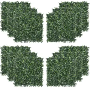 SuperDeal 12PCS 19"x 19" Artificial Boxwood Grass Wall Panels Hedge UV Protection Fence Privacy Screen