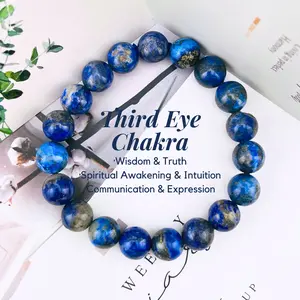 [Magic Crystal] Authentic Natural Lapis Lazuli Crystal Ball Bracelet - Third Eye Chakra, September Birthstone - Gemstone Jewelry - Gift for Halloween, Christmas, New Year, Valentine's Day