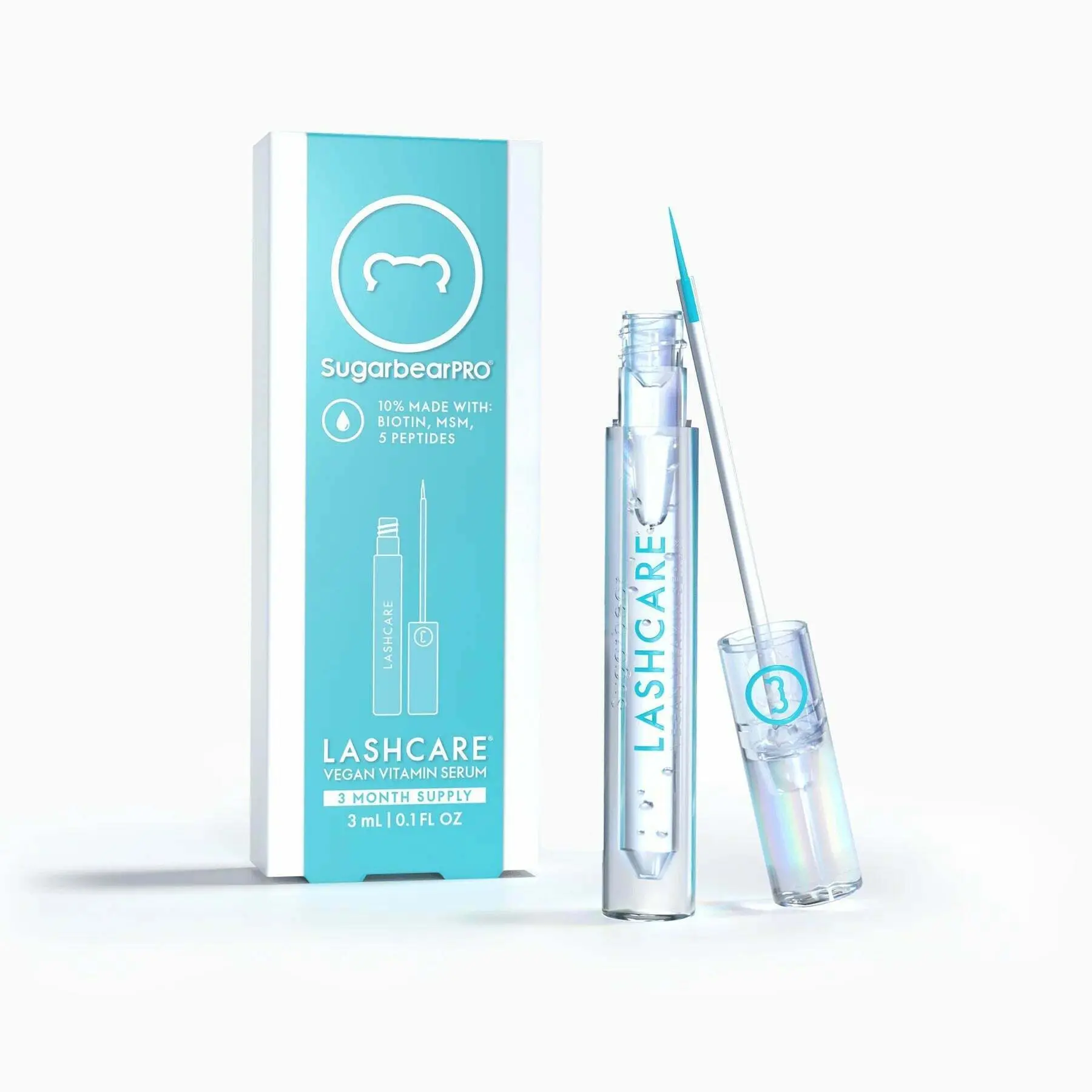 SugarbearPRO LashCare Vitamin Serum with Peptides, MSM and Biotin - 3 Month Supply