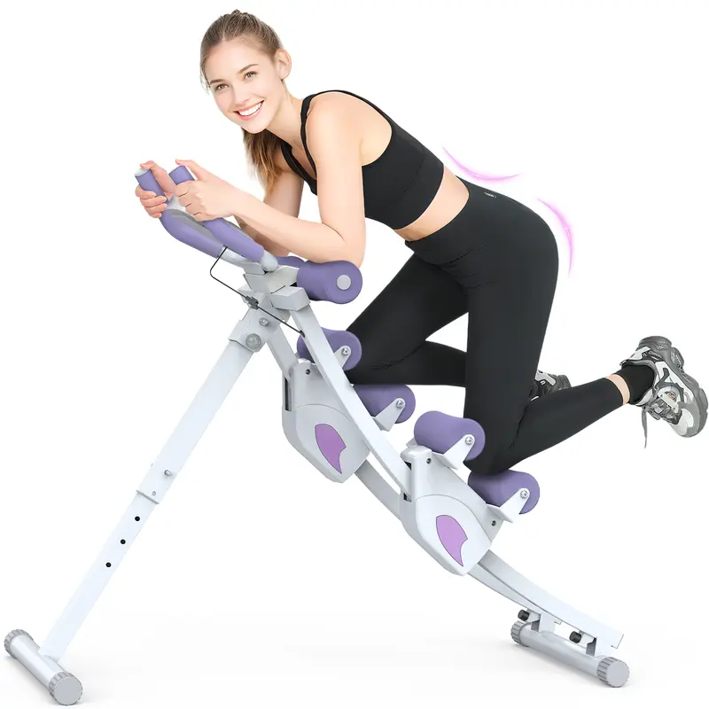 Upgraded Ab Workout Equipment 4 Levels Abdominal Machine for Home Gym, Foldable Core Trainer Machine with LCD Monitor