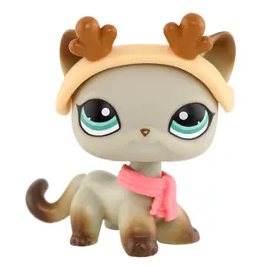 Mini Pet Shop Shorthair Cat Decoration, Shorthair Cat #391 Mini Cat Pets with Fashion Accessories, Miniature Bobble Head Cat Compatible with Toy Collection, Birthday Christmas Halloween Gift Ornaments