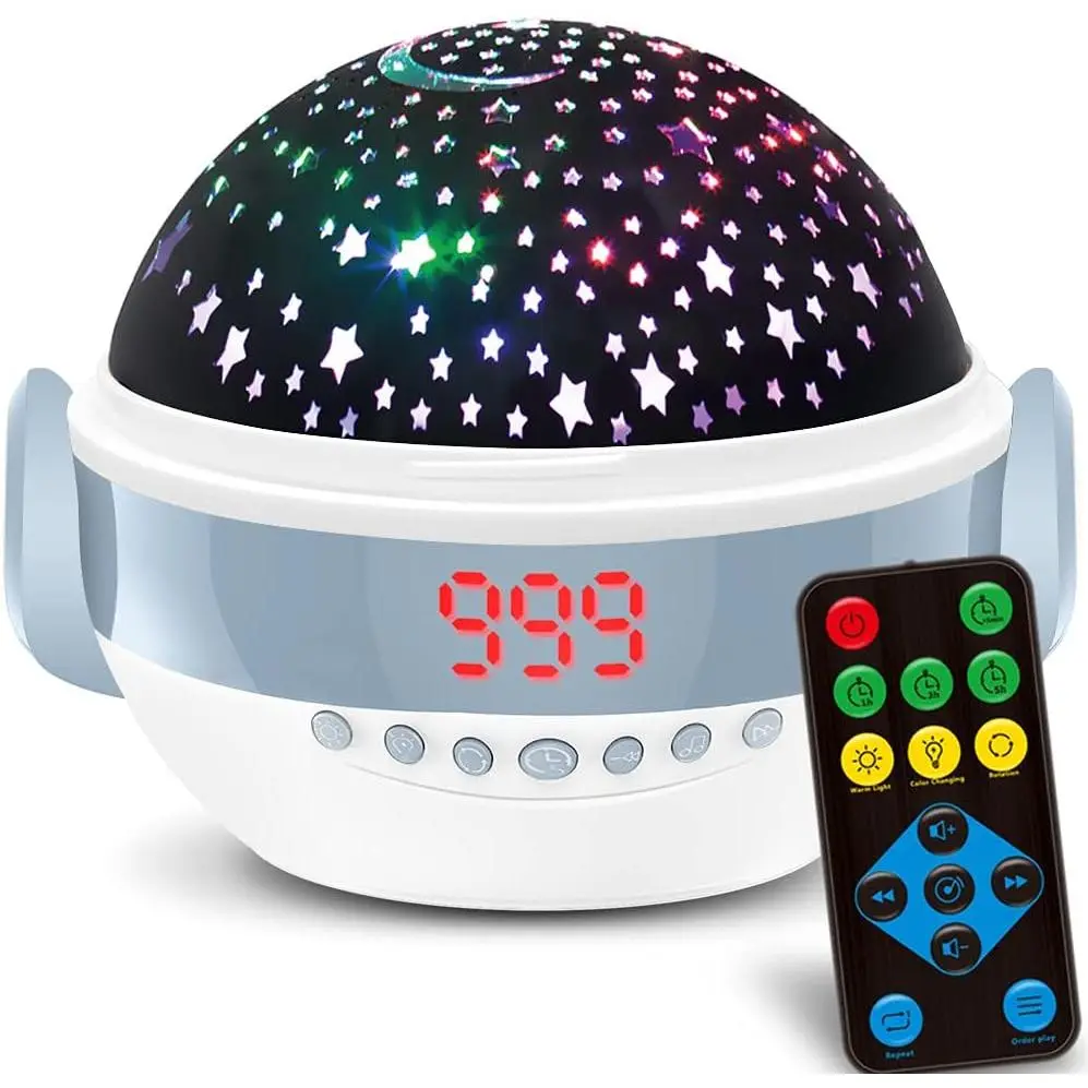 Blue Starry Projector Night Light for Kids, 360-Degree Rotation Projector with Timer, Remote Control, Sound Music Machine, Christmas Birthday Gift for Toddlers, Starry Projector Projector