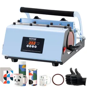 VEVOR Tumbler Heat Press Machine, 11-30oz Mug Press, Heat Up Fast and Even, Tumbler Press with Sublimation Paper, Tape and Gloves, Temp and Time Setting, for Sublimation Tumblers, Cups, Mugs, Blue