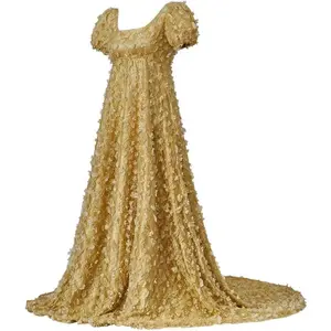 Daphne Dress Regency Women's Elegant Lace Dress Yellow
