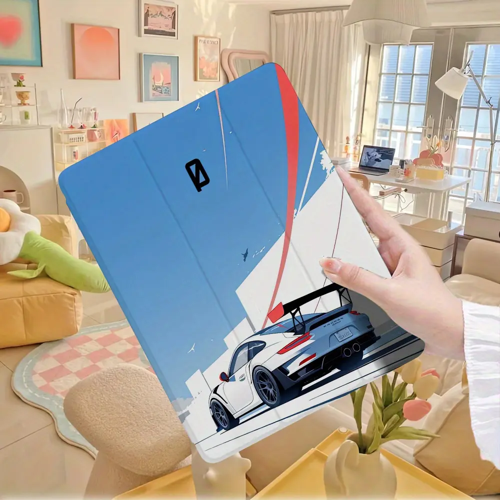 Sports Car iPad Cover - Lightweight, Collapsible TPU Soft Shell Tablet Accessory with Auto Sleep/Wake for iPad 9.7in, 10.2in, 10.9in (10th Generation 2022 Model), 12.9in, Air 4, Air 5, Pro 11