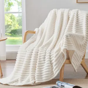 Bedelite Summer Striped Blanket for Couch Soft Cozy Fluffy Light Weight Warm Plush Fuzzy 300GSM gift Machine Washable 50x60 Twin 60x80 Queen 90x90 King 108x90 Spandex Blend Ultra Soft
