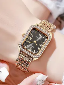 Rectangular Steel Band Women's Watch, Elegant Quartz Digital Watch, Vintage Minimalist Style with Classic Numeric Markers, Perfect for Daily and Formal Wear, Fashion Watches