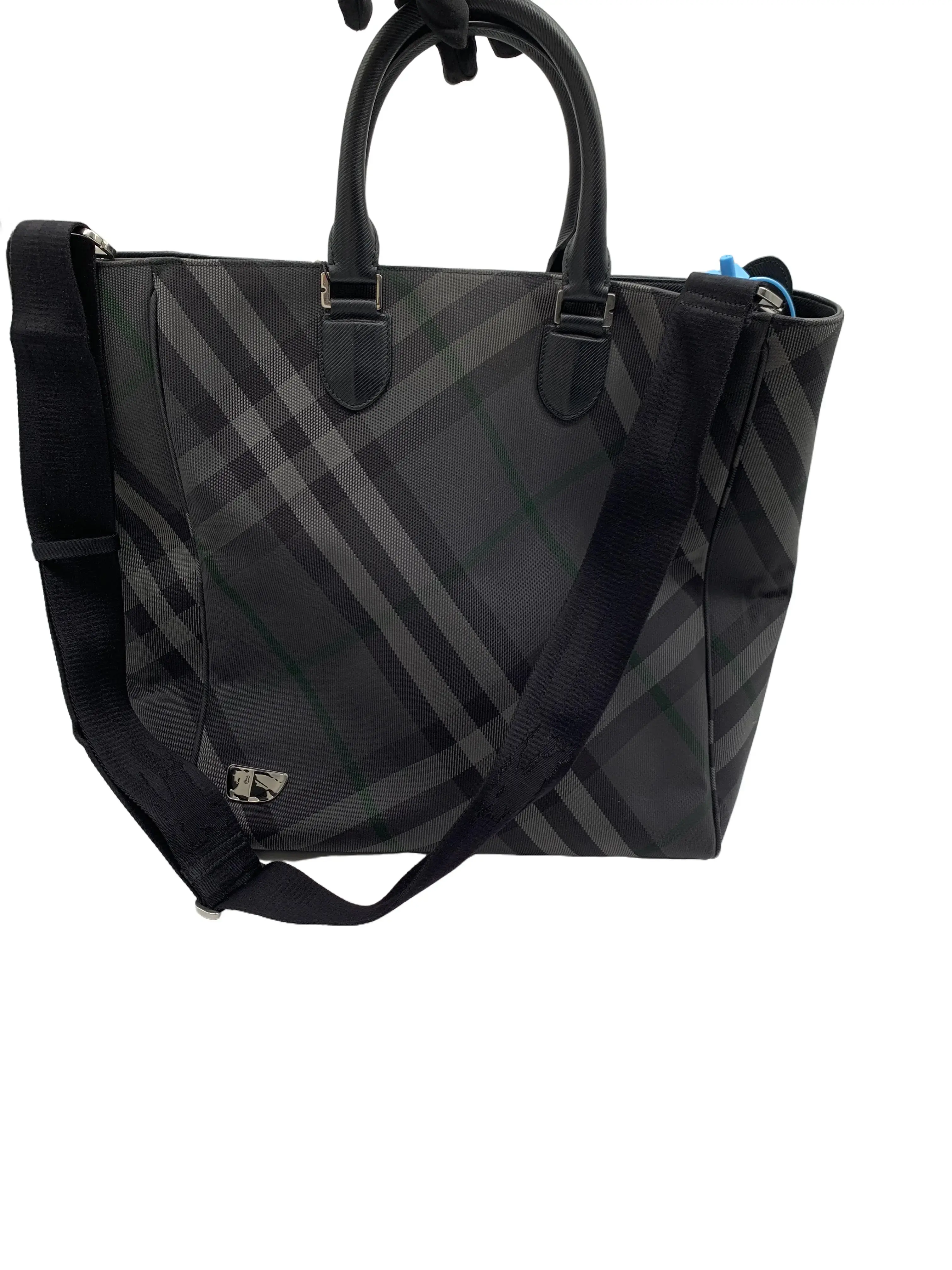 Pre-owned BURBERRY Dark‑Grey Check Handbag & Crossbody Tote Bag/WJ08904012/4012