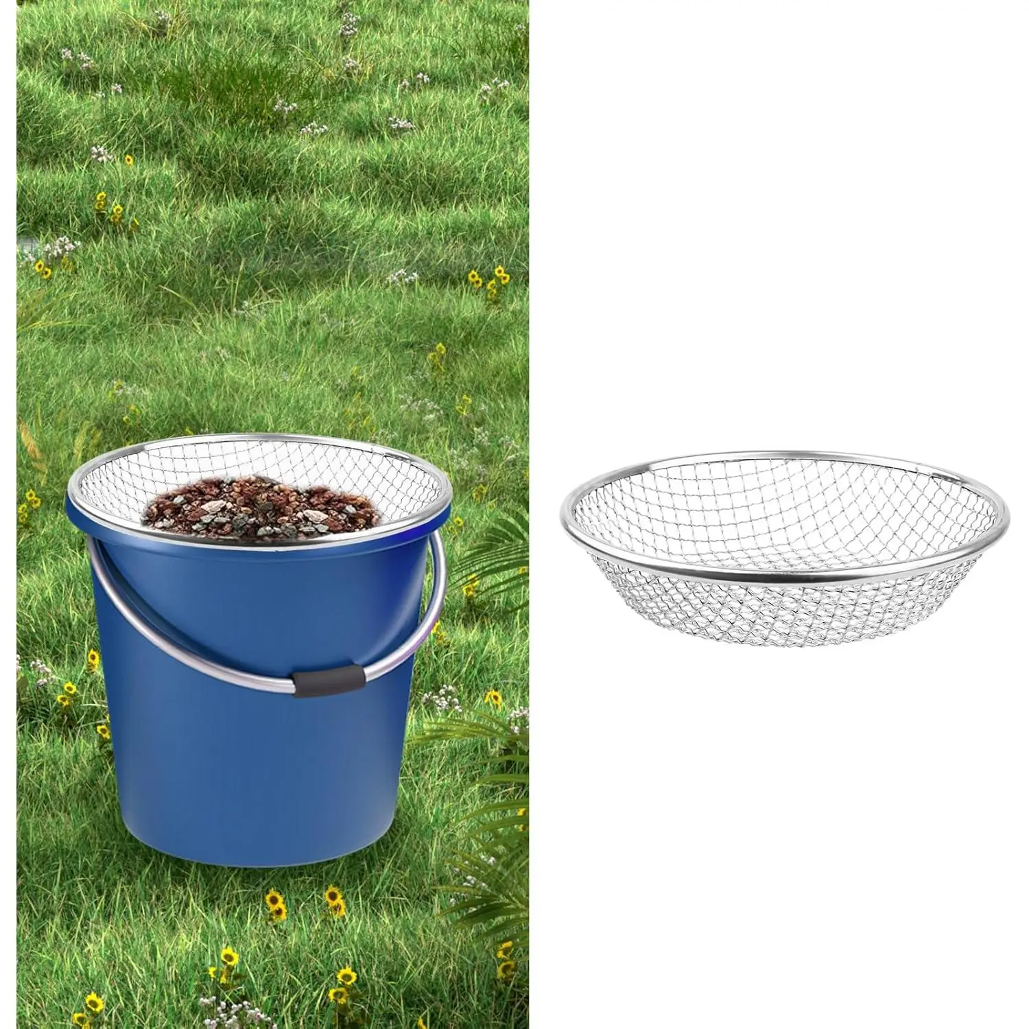 Soil Sand and Compost Sifter for Gardening Sieve for Rocks Dirt and Organic Material Fits 5-Gallon Buckets 3/8 in Aperture