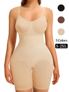 Women's Solid Backless Scoop Neck Smooth Shapewear Cami Romper, Casual Tummy Control High Stretch Seamless Shapewear Romper, Ladies Shapewear Underwear for All Seasons, High Waisted Shapers