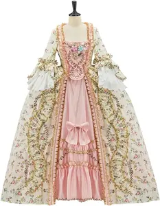 French Queen Costume Marie Antoinette Dress Floral 18th Century Victorian Dress Women's Rococo Medieval Ball Gown
