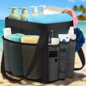 【YASONIC】Mesh Shower Caddy Portable for College Dorm Room Essentials, 8-Pocket Large Shower Basket Tote Bag with 2 Handles for Toiletry, Bathroom, Beach, Camp, Gym | Portable, Quick-Dry, 2 Handles