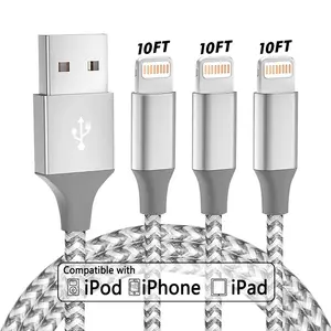 10FT [Apple MFi Certified] USB A for Lightning Cable Wide Compatibility Nylon Braided Chargeing Sync Compatible with Apple iPhone 14 13 12 11 Pro Max XR XS X 8 7 6 Plus SE, Charger